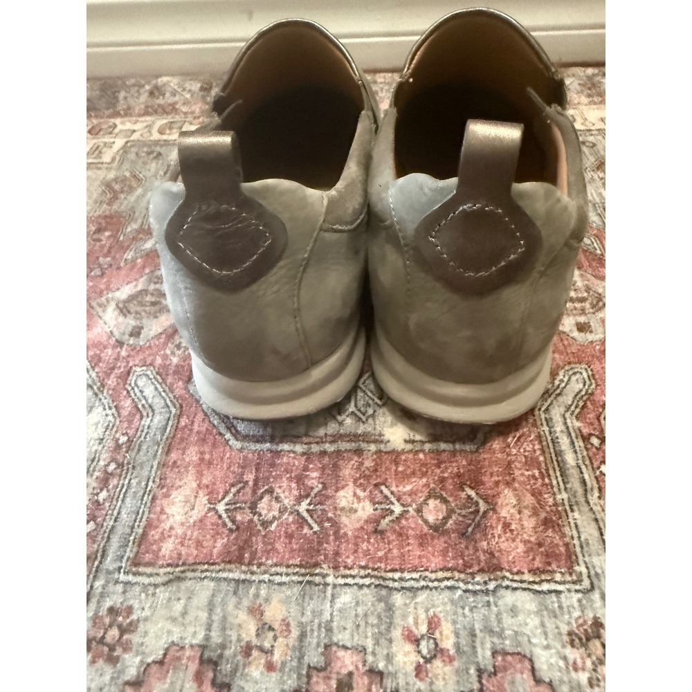 Earth Origins Grey Leather Slip On Loafers Metallic Bronze Zip Shoes Mens 11 - Picture 4 of 5
